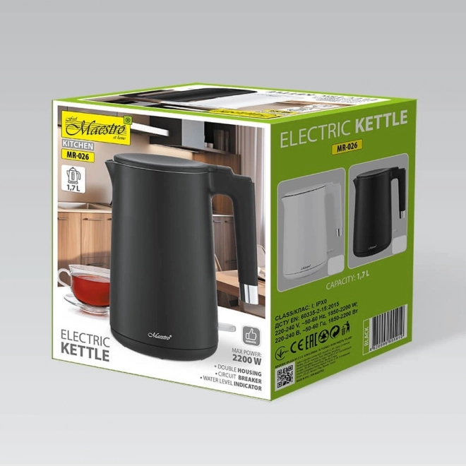 Elektrische waterkoker Maestro 1,7l 1800W zwart