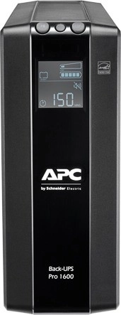 APC Back‑UPS Pro 1600 VA UPS with AVR and LCD, 8× C13