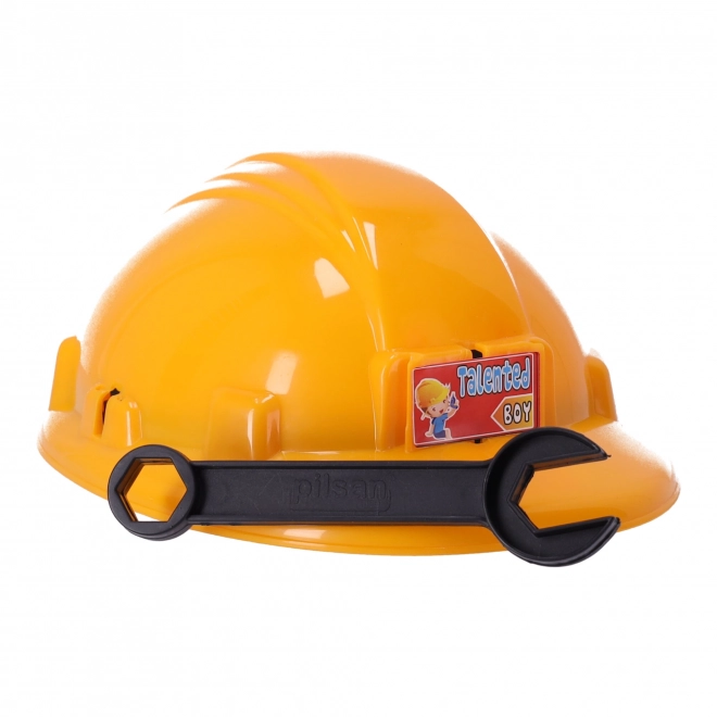 Set voor kleine klusser met helm en gereedschap