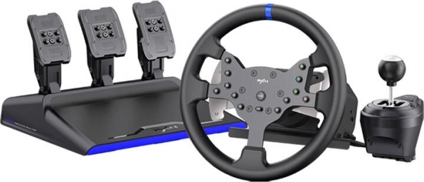 PXN V99 Gaming-Lenkrad mit 3 Pedalen und Schalthebel (PC, PS3, PS4, Xbox One, Switch)
