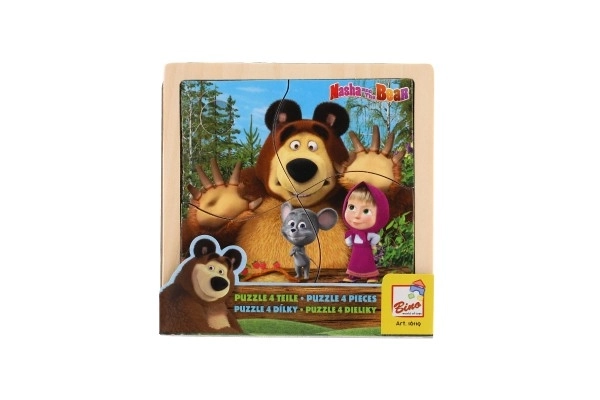Houten puzzel met muisje Masha en de Beer 15cm