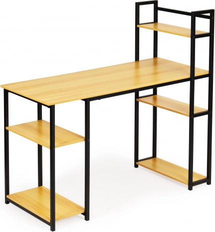 Writing Desk Loft with Shelves Light Oak