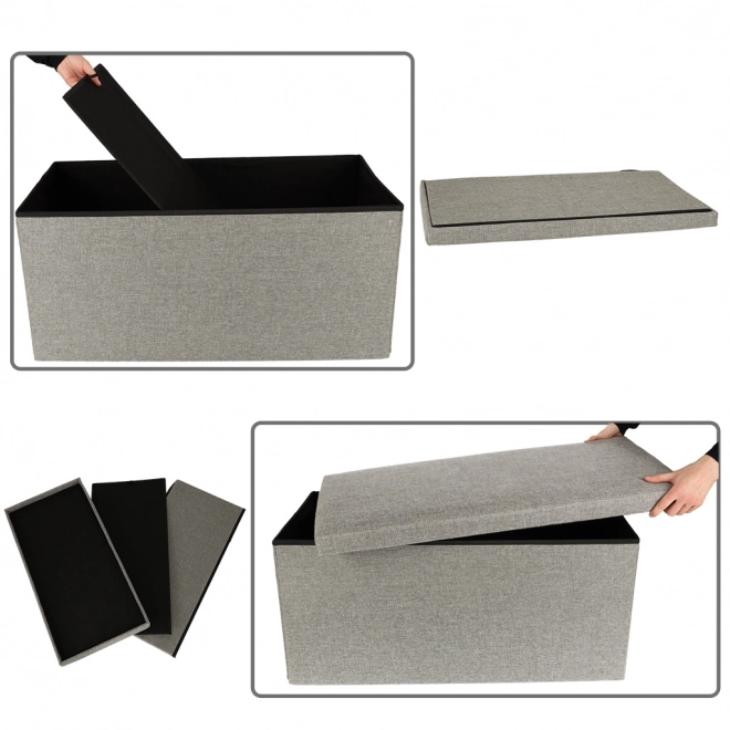 Grijze opvouwbare poef met opbergruimte 76x38x38 cm