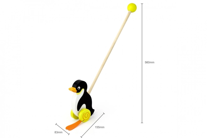 Houten trekfiguur - Pinguïn