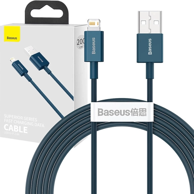 Baseus USB‑A to Lightning cable 2 m, 2.4 A – blue
