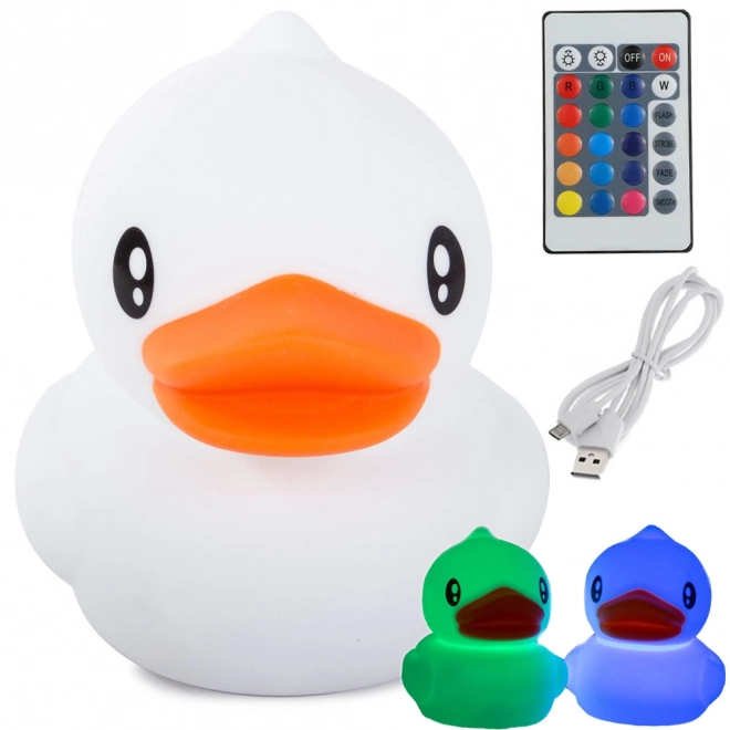 Children's silicone night light in the shape of a duck with RGB colors and remote control