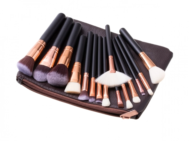 Set make-up kwasten 15st + etui - bruin
