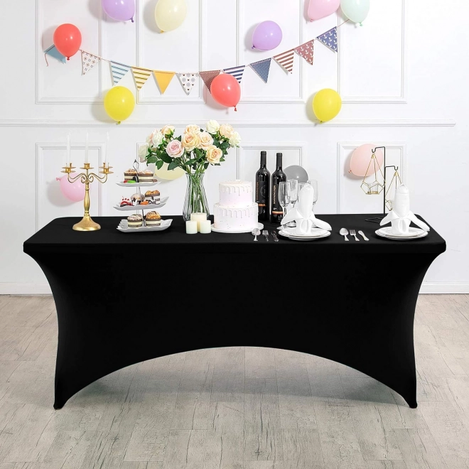 Universele elastische hoes voor catering tafel 180 cm zwart