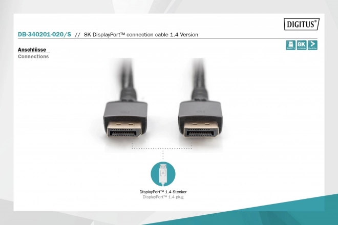 Câble de connexion premium DisplayPort 8K 60Hz UHD 2m noir