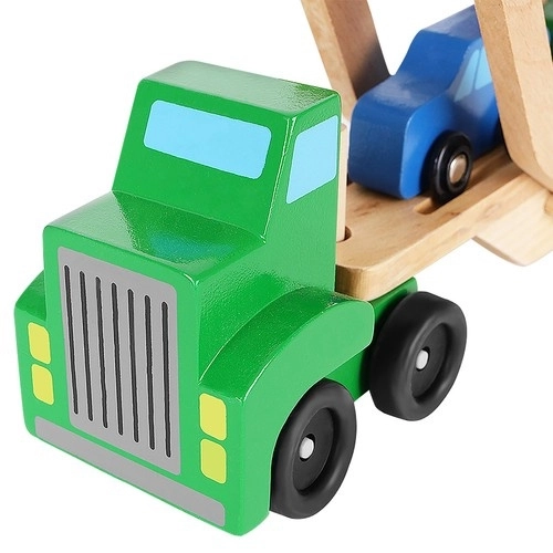 Houten vrachtwagen - aanhanger + set auto's 22698