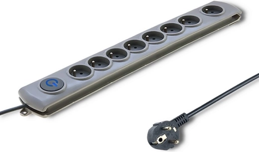 Overspanningsbeveiliging Quick Switch 8 stopcontacten, 3 m, grijs