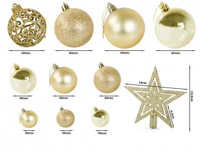 Set van 100 kerstversieringen met gouden sterren
