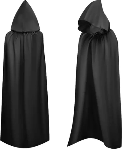Lange zwarte mantel met capuchon