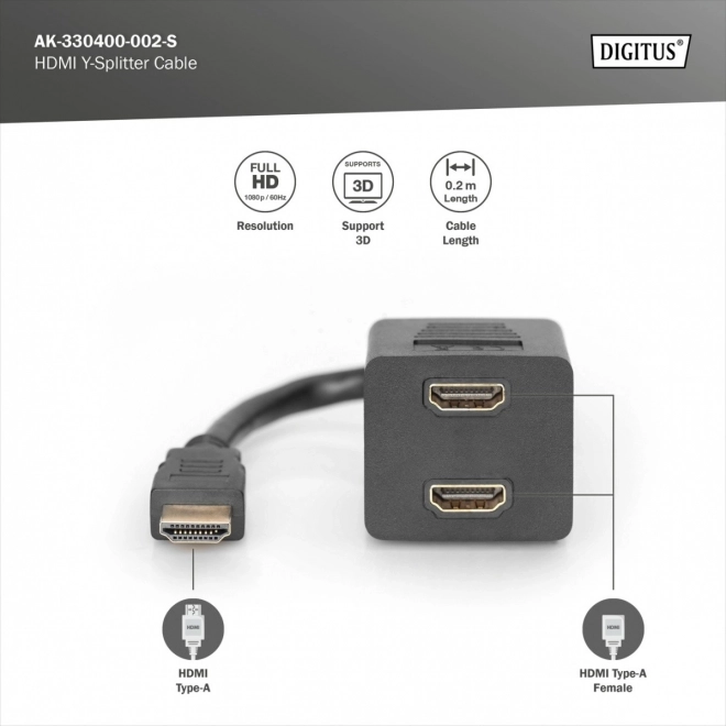 HDMI Splitter Full HD 0.2m Black