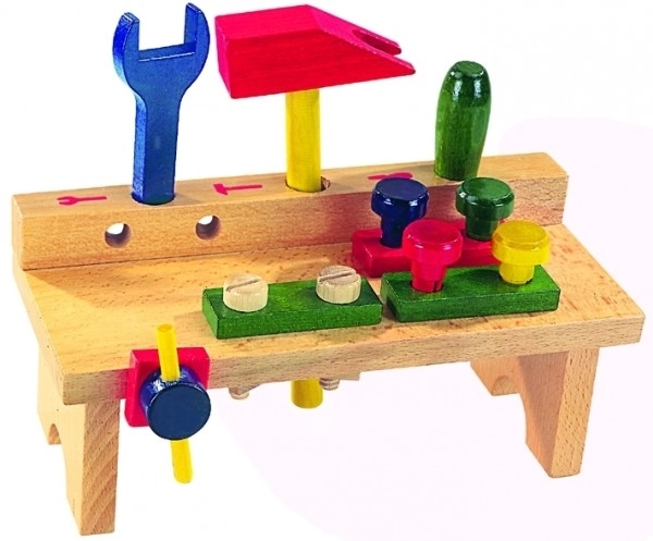 Tafel met gereedschap hout 8 stuks in doos 25x14x12cm
