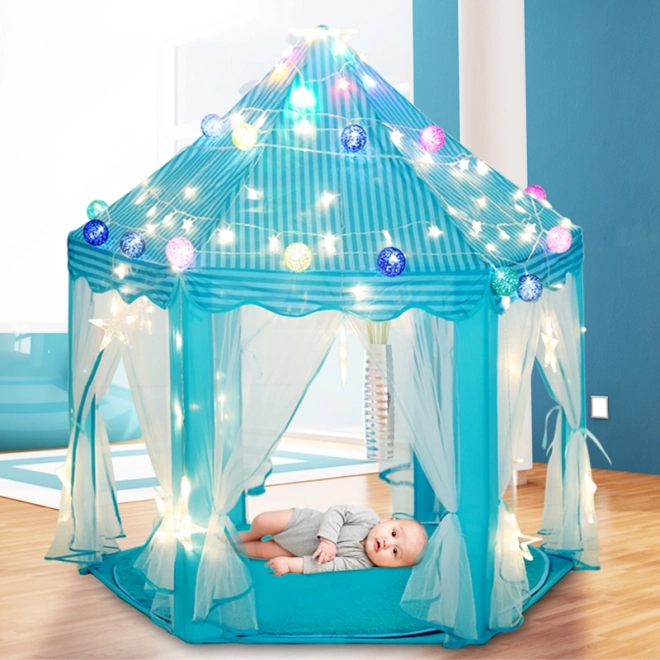Tente pour enfants hexagonale pour maison/jardin - bleu