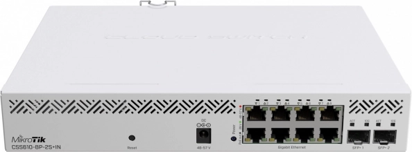 MIKROTIK PoE Gigabit Switch with 8 Ports and 2× SFP+ 10 Gb/s
