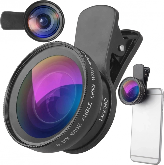 Clip-on smartphone lens 2-in-1 – 0.45× wide-angle and 12.5× macro