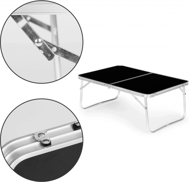 Table de pique-nique pliante petite table de camping 60x40cm noir