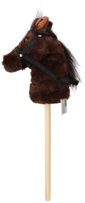 Hobby paard Bonnie staaf paard pluche - donkerbruin
