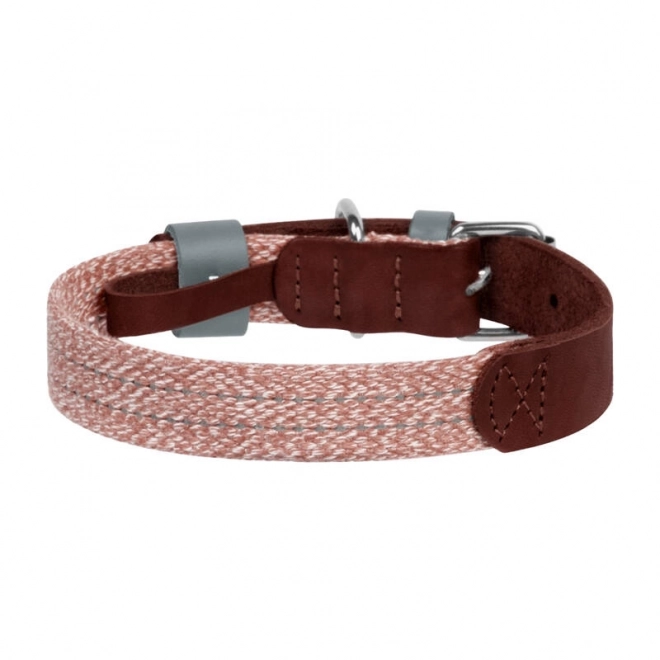 Halsband voor honden van natuurlijk leer en gerecycled materiaal met QR-code Waudog maat S, breedte 15 mm, bruin