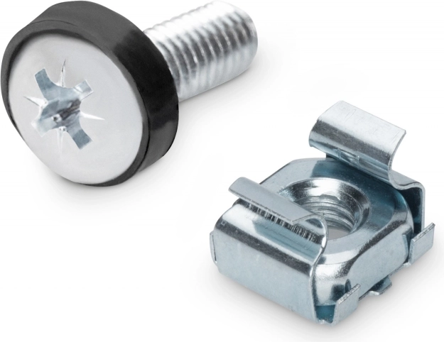 Montageschrauben M6, 19,8 mm, mit Käfigmuttern und Unterlegscheiben für 10"- und 19"-Racks, Set mit 50 Stk., silber – DIGITUS