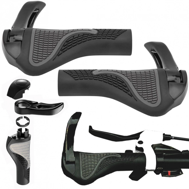 Anti-slip Bicycle Handle Grips with Aluminum Bar Ends