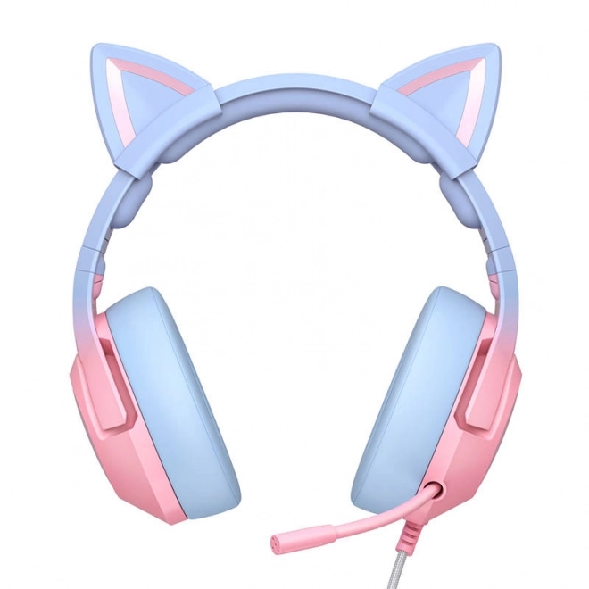 Gaming-Kopfhörer rosa-blau mit Katzenohren