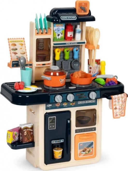 Kinderkeuken met LED stoomgenerator 42 accessoires marineblauw