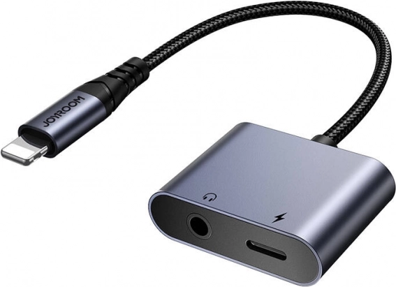 Audio Adapter Joyroom 2 in 1 Lightning to 3.5 mm + Lightning Black