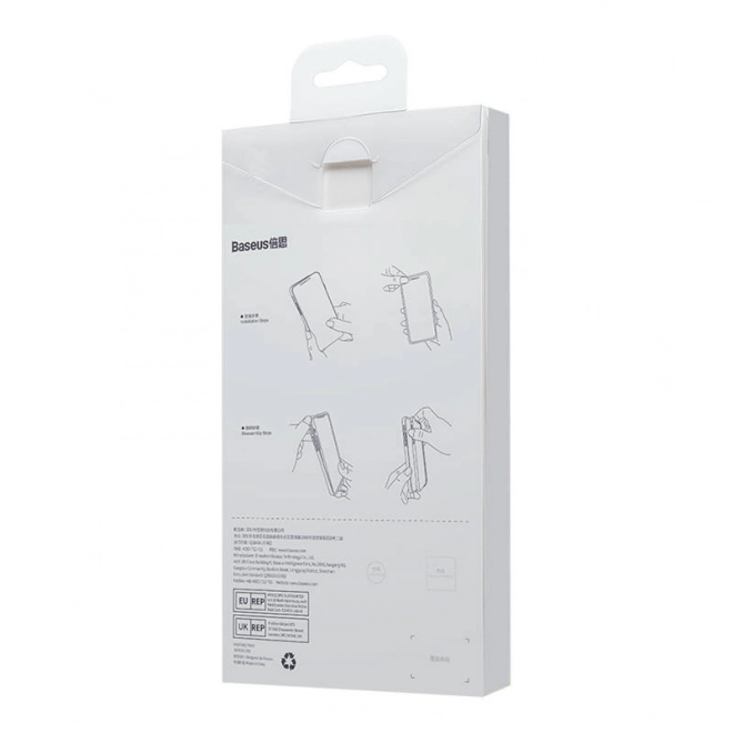 Magnetische hoes en set gehard glas voor iPhone 14 Plus - Baseus Liquid Silica blauw