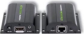 HDMI extender over Ethernet Cat5e/6/6a/7 up to 60 m with IR receiver, black