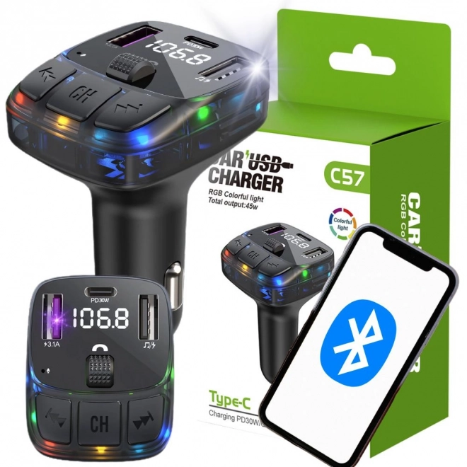 Auto Bluetooth FM Transmitter mit USB-C und USB-A Schnellladung