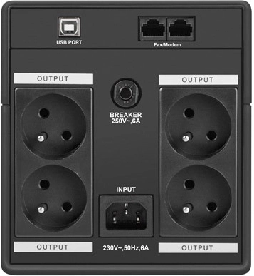 4 stopcontacten 230 V (type E) en USB-beheer