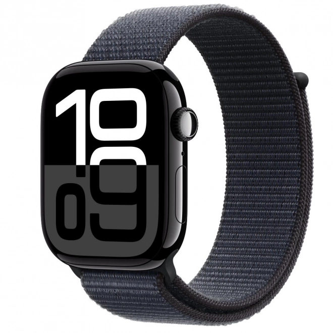 Apple Watch Series 10 GPS, aluminium kast 46 mm in Onyx kleur met inktblauwe sportband