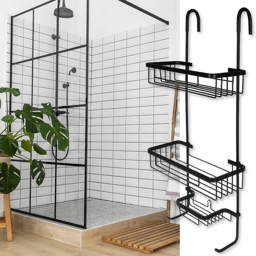 Hangende doucheplank - zwart