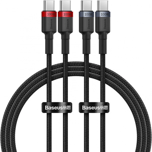 Baseus Cafule USB-C to USB-C Cable 100W, 1 m, Set of 2 (red-black and gray-black)
