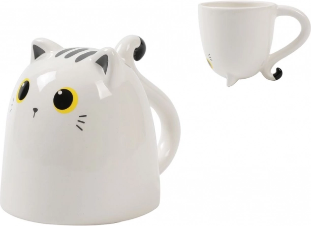 Mug with White Cat Up & Down