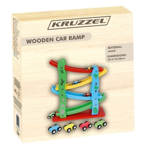 Kruzzel 9349 kleurrijke racebaan 4 autootjes