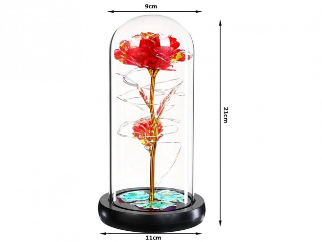 Rose éternelle sous un éclairage en verre