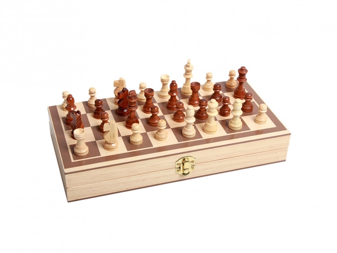 Schach, Dame und Backgammon aus Holz 3-in-1 Set