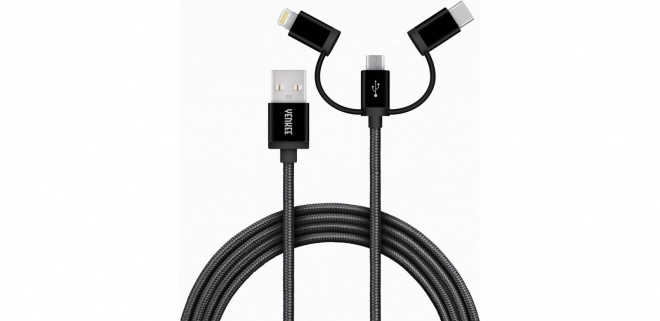 Universele oplaadkabel 3-in-1 met USB-C, Micro USB en Lightning connectors