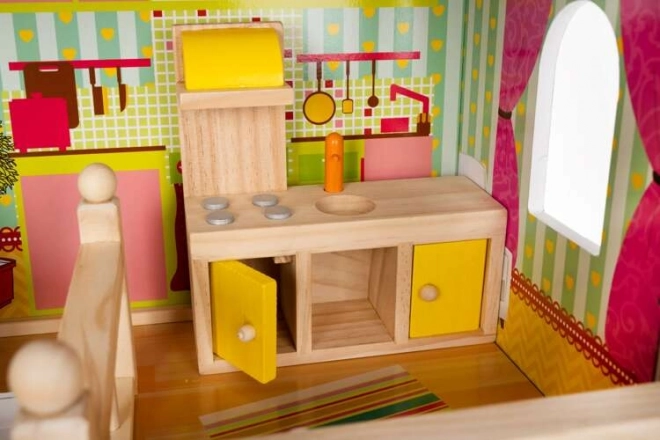 Houten poppenhuis met meubels 90 cm