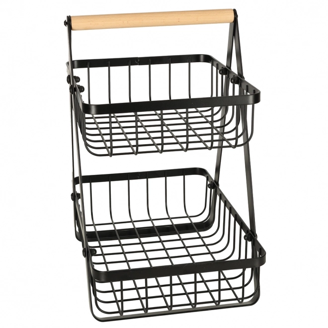Two-tier Fruit Basket Metal and Wood