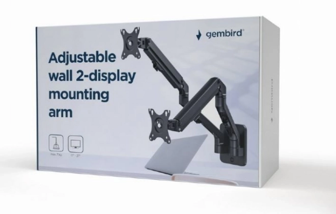 Muurbeugel voor twee monitoren, 17-27 inch, draagvermogen 7 kg