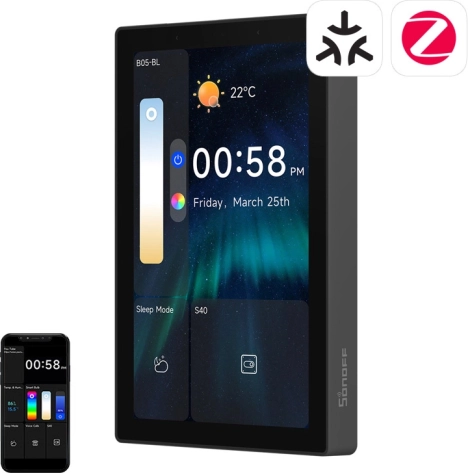 sonoff nspanel pro 120 slimme bedieningspaneel met ondersteuning voor matter, wifi, bluetooth en zigbee – zwart