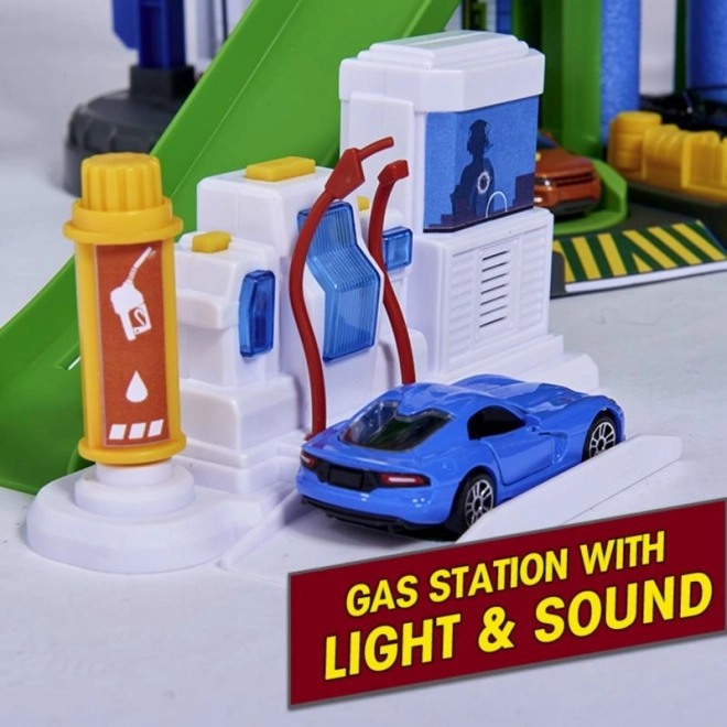 Garage Super City + 6 petites voitures et train
