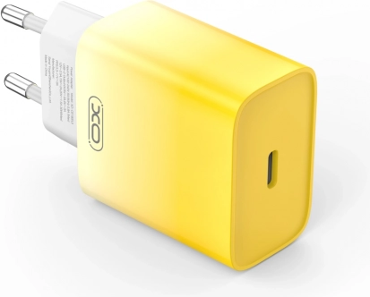 Wandlader XO met USB‑C, PD 30 W (geel)