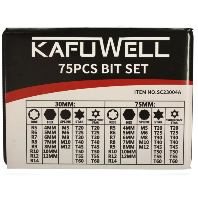 Set van korte en lange schroefbits + 3 adapters - 75 stuks