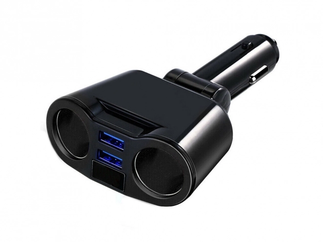 Car Cigarette Lighter Splitter Charger with 2 USB Ports and Voltmeter